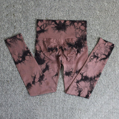 Womens Seamless Tie Dye High Waisted Yoga Leggings for Workout and Fitness