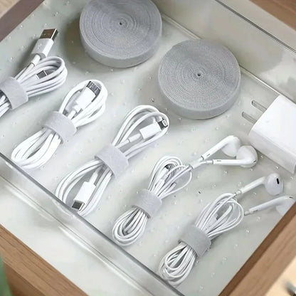 Reusable Cable Management Tape Roll 10x3000mm – Cut-to-Length Reusable Cable Ties Cord Organizer for Desk, Home & Travel