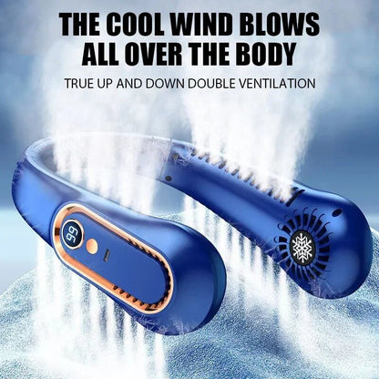 Portable Rechargeable Neck Fan, Cooling Neck Fan, Powered by 5200mAh Battery, 4-Speed Hands-Free Bladeless Fan