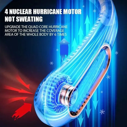 Portable Rechargeable Neck Fan, Cooling Neck Fan, Powered by 5200mAh Battery, 4-Speed Hands-Free Bladeless Fan