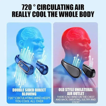Portable Rechargeable Neck Fan, Cooling Neck Fan, Powered by 5200mAh Battery, 4-Speed Hands-Free Bladeless Fan