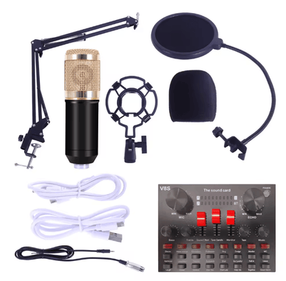 Professional Condenser Microphone Kit with Boom Arm Stand for Studio Recording and Streaming