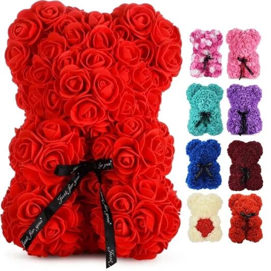 Teddy Bear with Eternal Rose, Artificial Flower Gifts for Mom, Valentine's Day, Mother's Day, Anniversary Decor