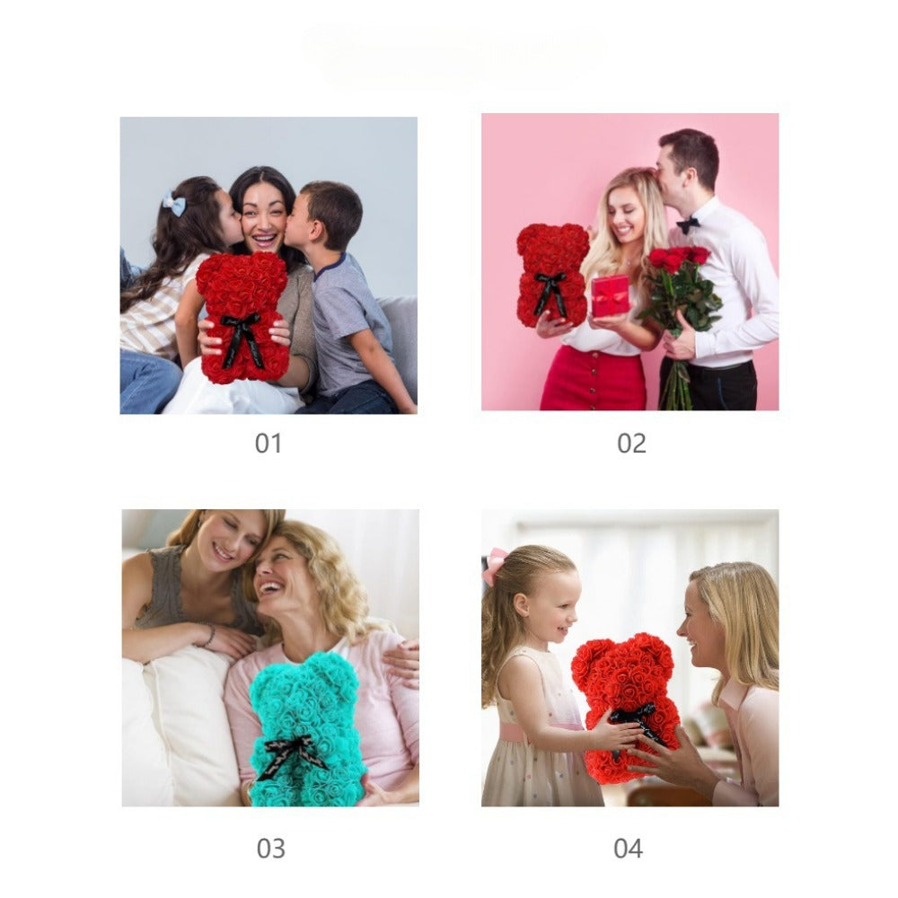 Teddy Bear with Eternal Rose, Artificial Flower Gifts for Mom, Valentine's Day, Mother's Day, Anniversary Decor
