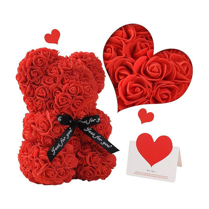 Teddy Bear with Eternal Rose, Artificial Flower Gifts for Mom, Valentine's Day, Mother's Day, Anniversary Decor