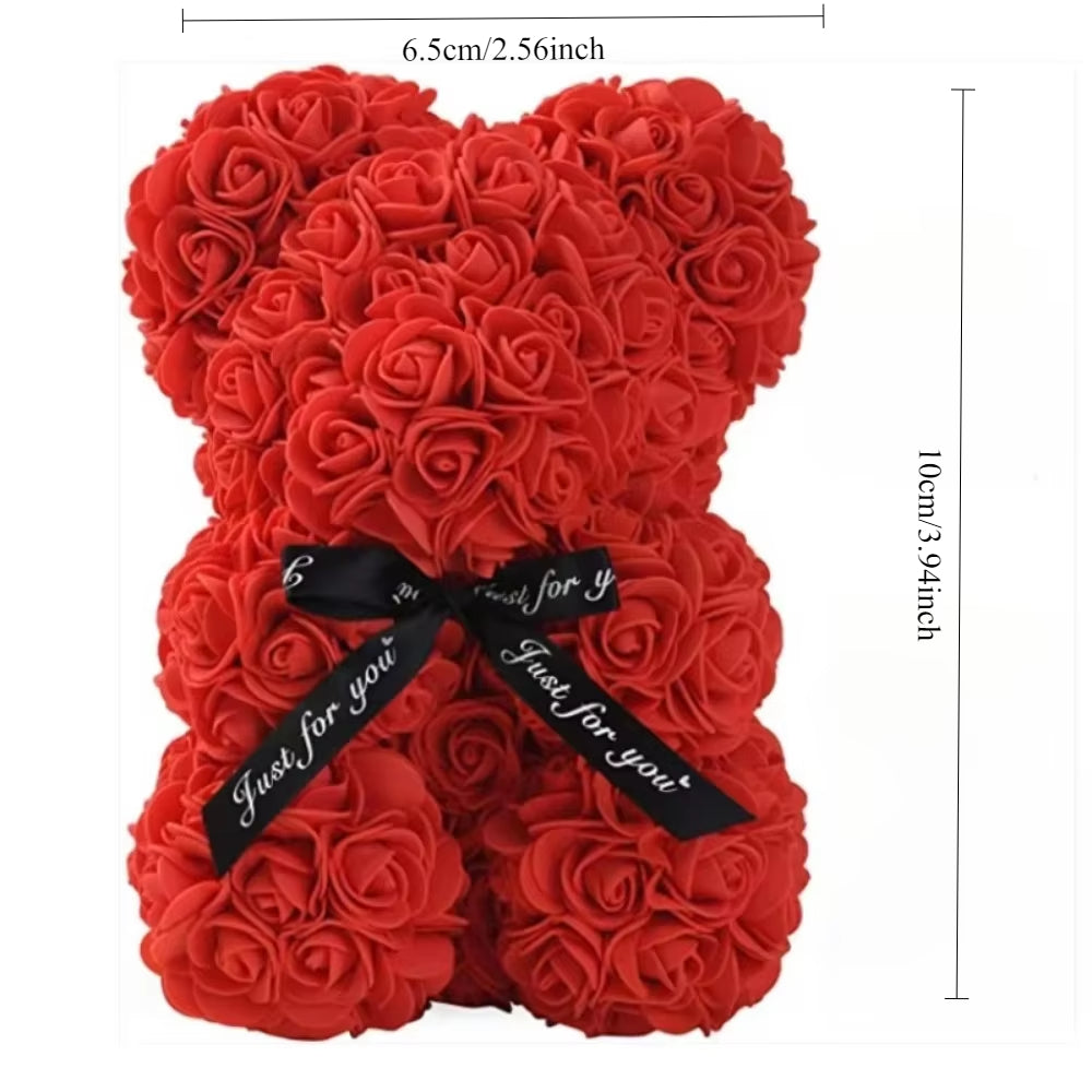 Teddy Bear with Eternal Rose, Artificial Flower Gifts for Mom, Valentine's Day, Mother's Day, Anniversary Decor