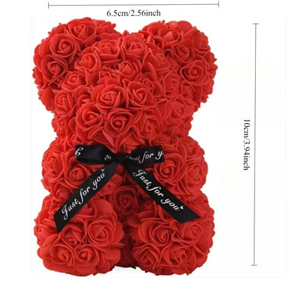 Teddy Bear with Eternal Rose, Artificial Flower Gifts for Mom, Valentine's Day, Mother's Day, Anniversary Decor