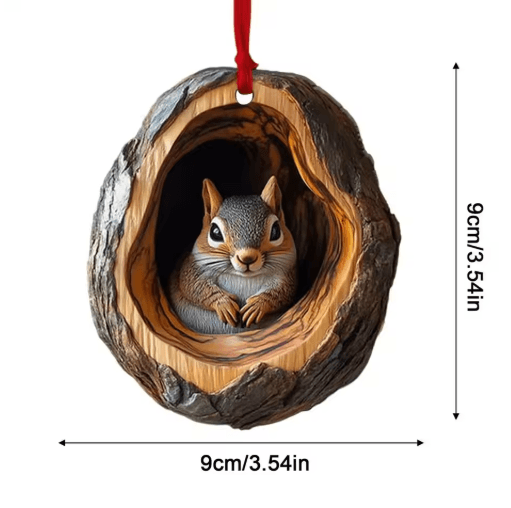 Animal Christmas Acrylic Pendant Ornament – Raccoon, Owl, Squirrel, Bunny & Bird (2D Design)