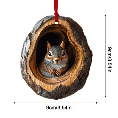 Animal Christmas Acrylic Pendant Ornament – Raccoon, Owl, Squirrel, Bunny & Bird (2D Design)