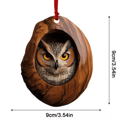 Animal Christmas Acrylic Pendant Ornament – Raccoon, Owl, Squirrel, Bunny & Bird (2D Design)