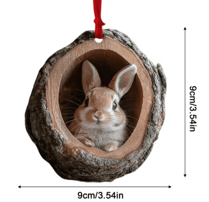 Animal Christmas Acrylic Pendant Ornament – Raccoon, Owl, Squirrel, Bunny & Bird (2D Design)