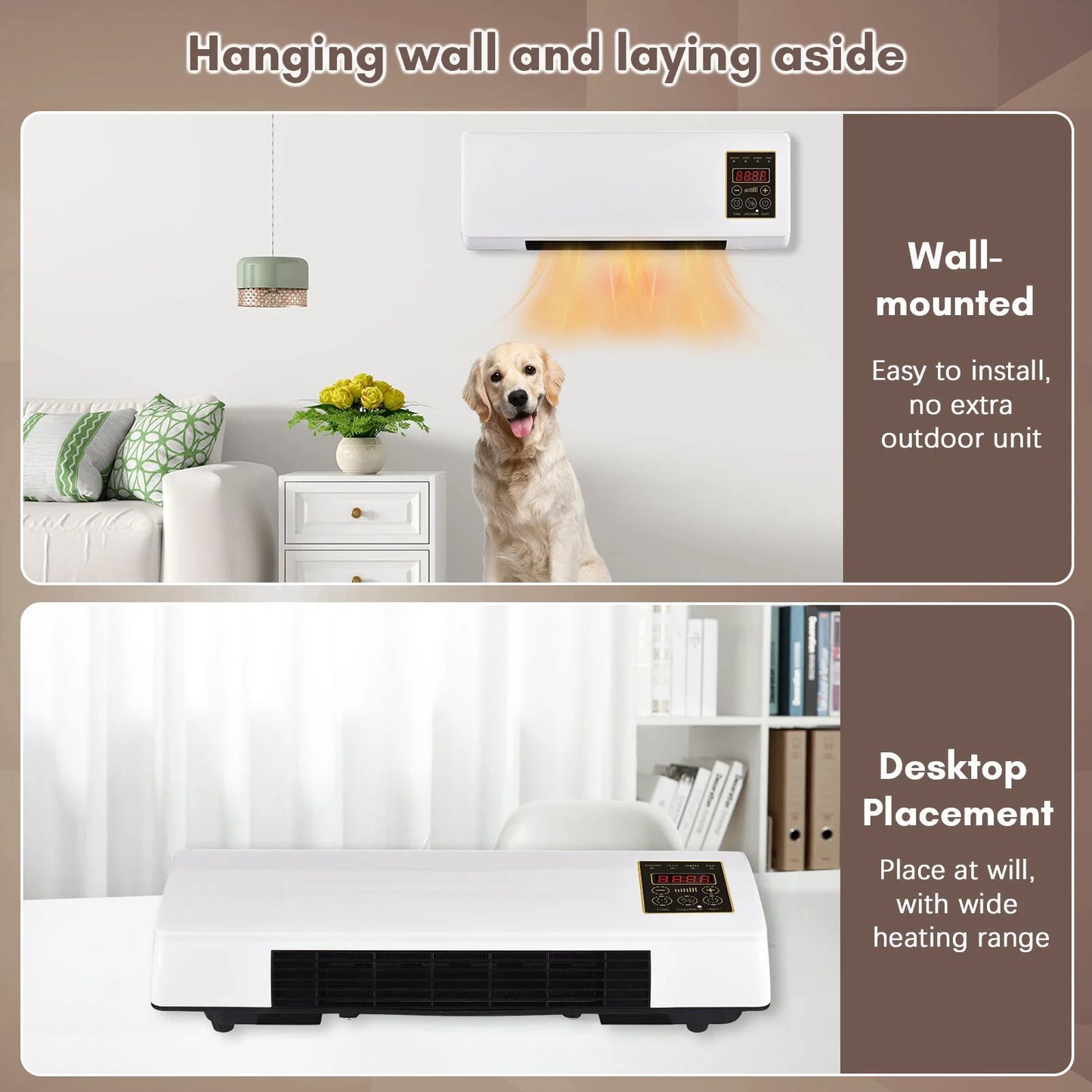 Portable Wall Mounted Heater Fan 1800W Space Saving Electric Heater Fan