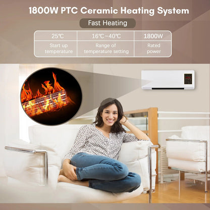 Portable Wall Mounted Heater Fan 1800W Space Saving Electric Heater Fan