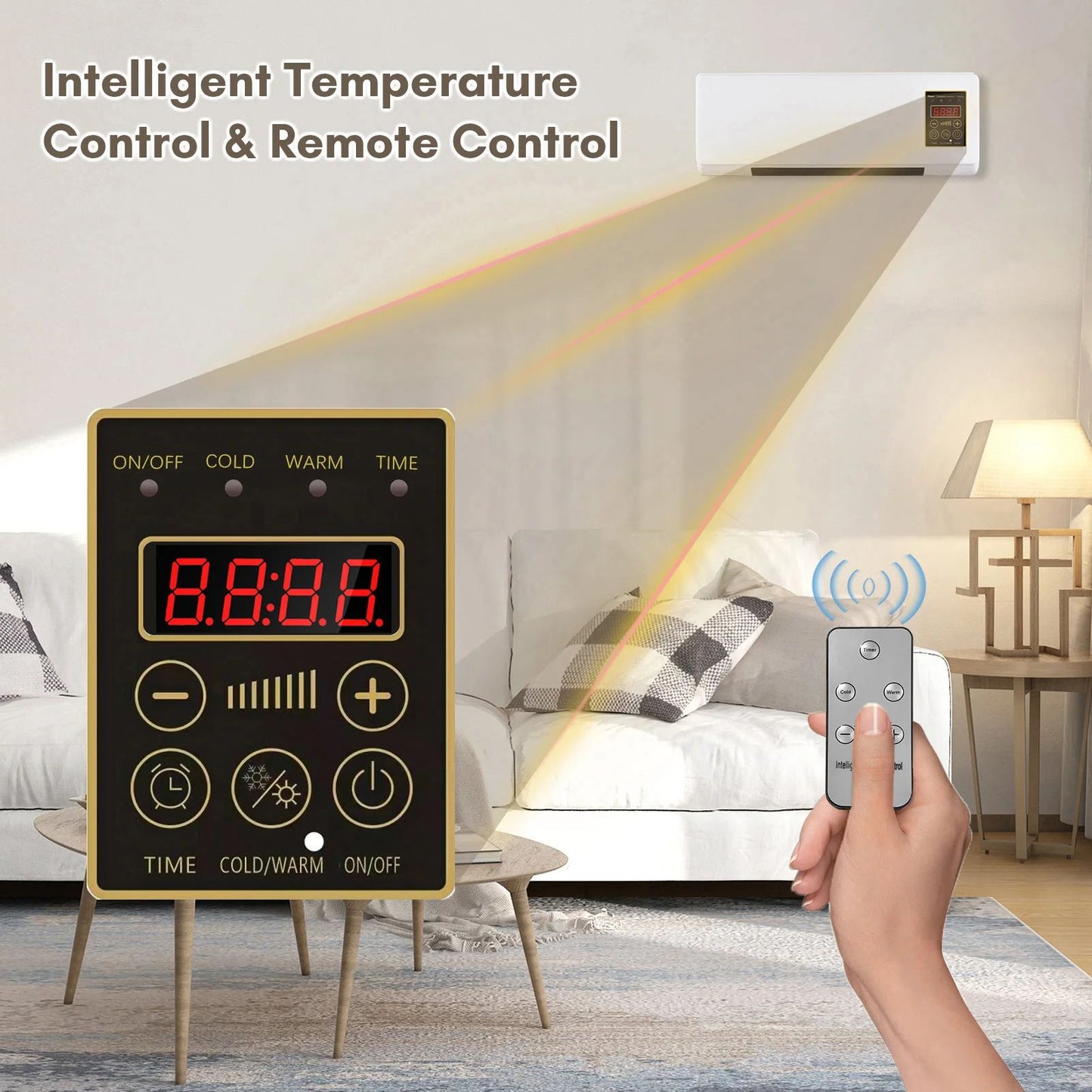 Portable Wall Mounted Heater Fan 1800W Space Saving Electric Heater Fan