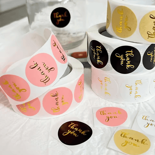 500Pcs Thank You Stickers – Kraft Paper Sticker Rolls with Cute Thank You Seal Labels for Party Favors & Gifts