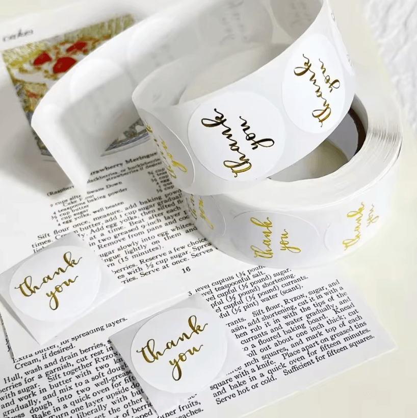 500Pcs Thank You Stickers – Kraft Paper Sticker Rolls with Cute Thank You Seal Labels for Party Favors & Gifts