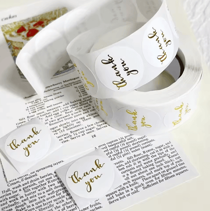 500Pcs Thank You Stickers – Kraft Paper Sticker Rolls with Cute Thank You Seal Labels for Party Favors & Gifts
