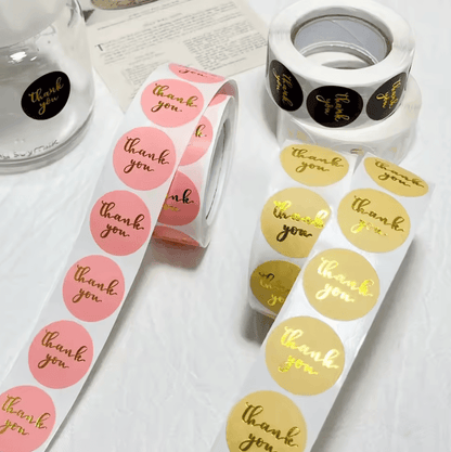 500Pcs Thank You Stickers – Kraft Paper Sticker Rolls with Cute Thank You Seal Labels for Party Favors & Gifts