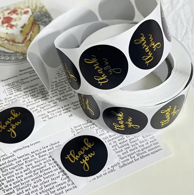 500Pcs Thank You Stickers – Kraft Paper Sticker Rolls with Cute Thank You Seal Labels for Party Favors & Gifts