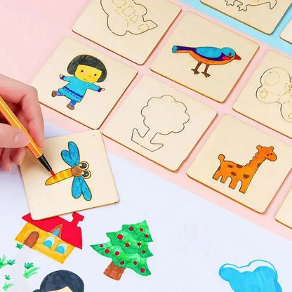 42-Piece Wooden DIY Drawing Template Set – Children's Creative Art Tool Kit