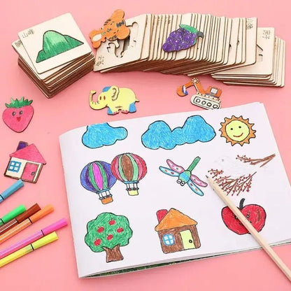 42-Piece Wooden DIY Drawing Template Set – Children's Creative Art Tool Kit