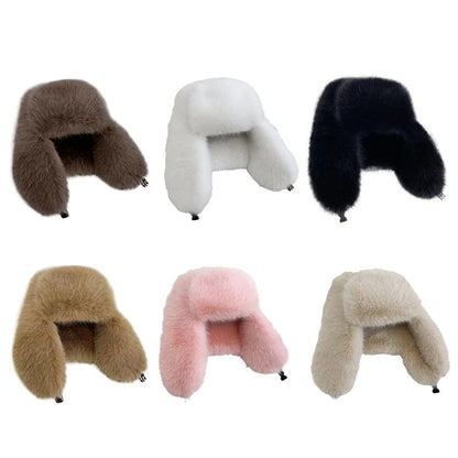 Windproof Earflap Cap, Thickened Faux Fur Bomber Hat, Ear Protection for Winter