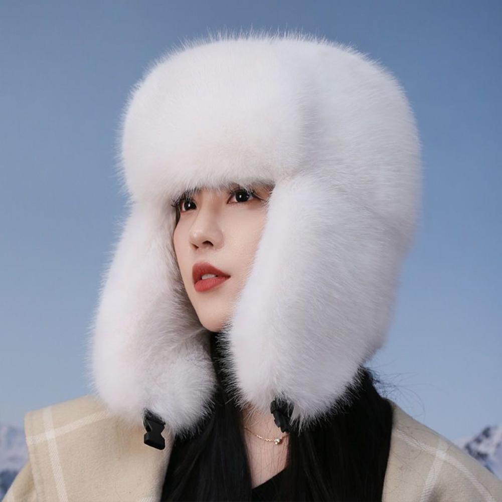 Windproof Earflap Cap, Thickened Faux Fur Bomber Hat, Ear Protection for Winter