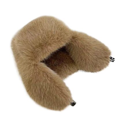 Windproof Earflap Cap, Thickened Faux Fur Bomber Hat, Ear Protection for Winter