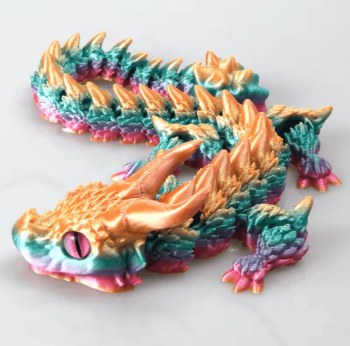 3D Printed Magic Dragon Fidget Toy – Articulated Movable Joint Desk Ornament