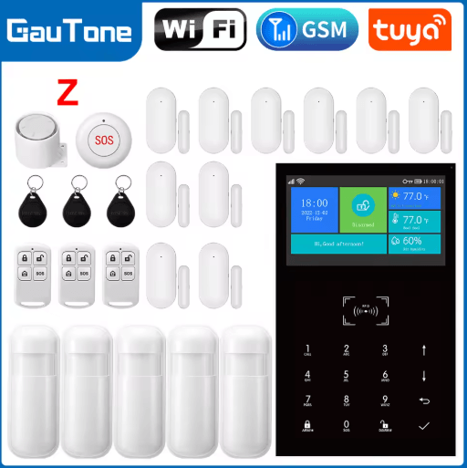 PG109 Smart Home Alarm System – 4.3 WiFi + GSM Burglar Security with Temperature Display