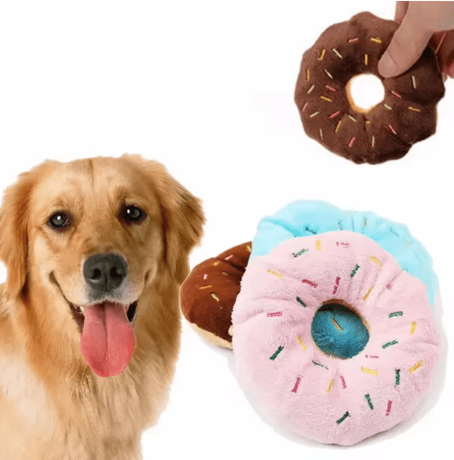 Soft Squeaky Plush Donut Dog Toy for Puppies and Small Dogs