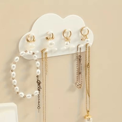 Cloud Shaped Jewelry Hook White Necklace and Bracelet Wall Organizer