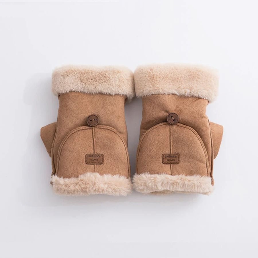 Winter Womens Fingerless Thermal Gloves – Thick Half-Finger Student Design