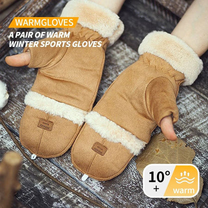 Winter Womens Fingerless Thermal Gloves – Thick Half-Finger Student Design