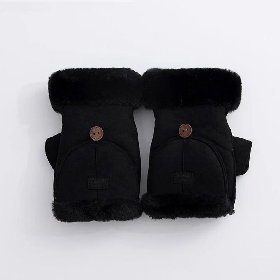 Winter Womens Fingerless Thermal Gloves – Thick Half-Finger Student Design