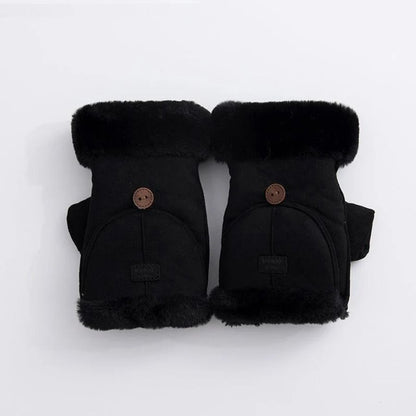 Winter Womens Fingerless Thermal Gloves – Thick Half-Finger Student Design