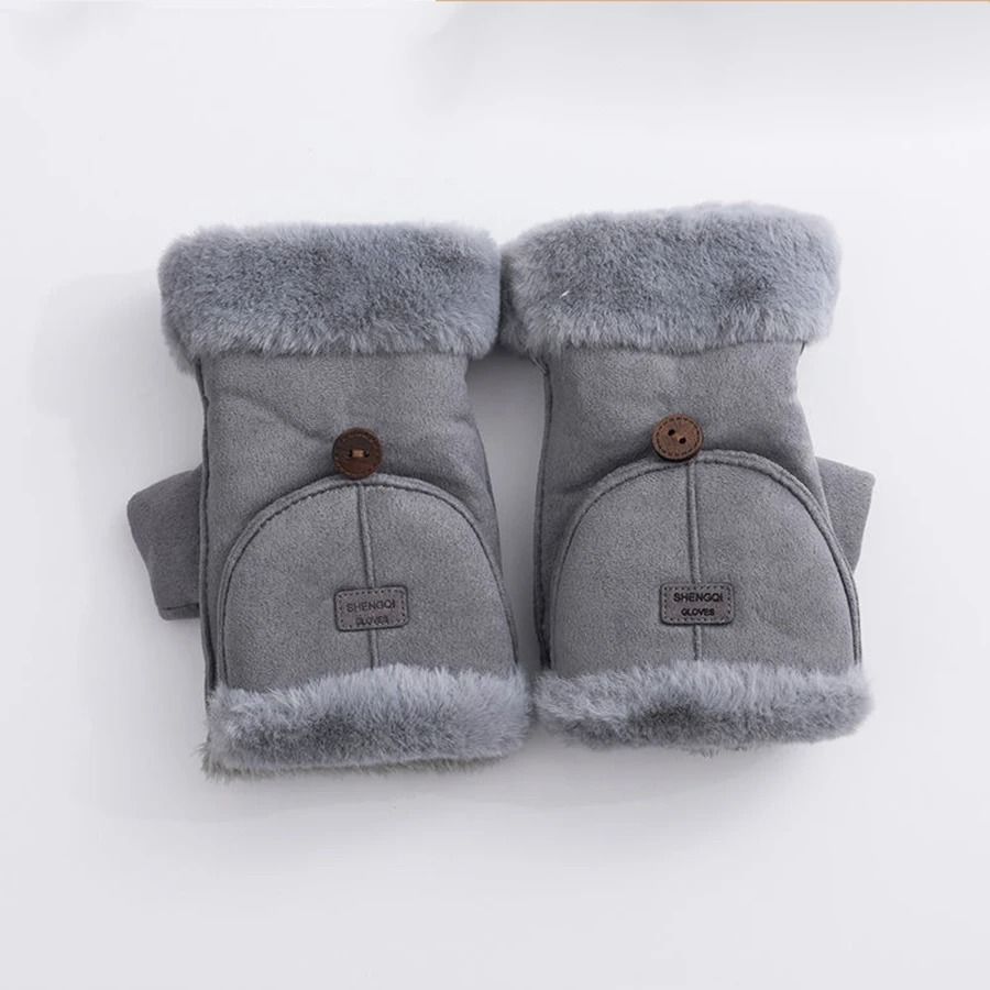 Winter Womens Fingerless Thermal Gloves – Thick Half-Finger Student Design