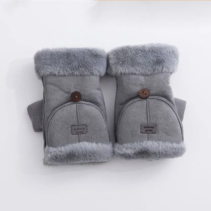 Winter Womens Fingerless Thermal Gloves – Thick Half-Finger Student Design