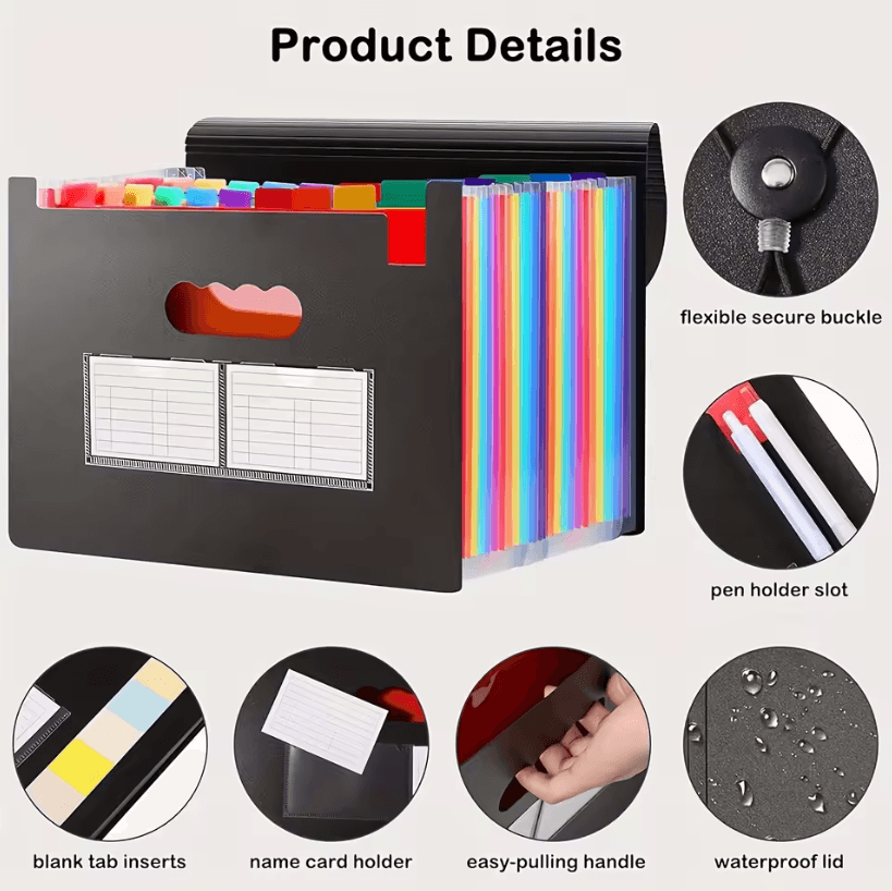 25-Pocket Expandable File Organizer Folder – Receipt Organizer Folder for Office File Storage and Document Management