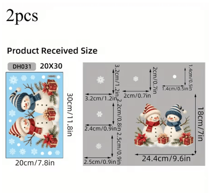 Christmas Snowman Window Clings – Removable Static Cling Holiday Decal for Windows