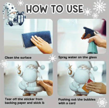 Christmas Snowman Window Clings – Removable Static Cling Holiday Decal for Windows