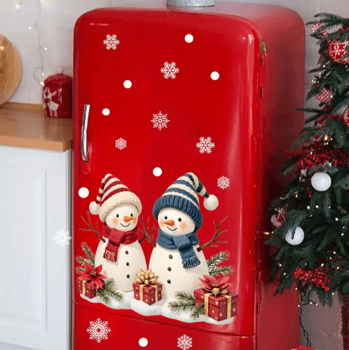 Christmas Snowman Window Clings – Removable Static Cling Holiday Decal for Windows