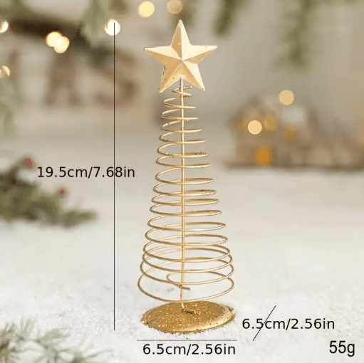 Iron Golden Christmas Tree Tabletop Ornament Festive Holiday Home and Party Decor