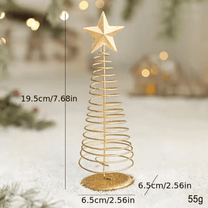 Iron Golden Christmas Tree Tabletop Ornament Festive Holiday Home and Party Decor