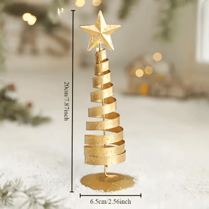 Iron Golden Christmas Tree Tabletop Ornament Festive Holiday Home and Party Decor