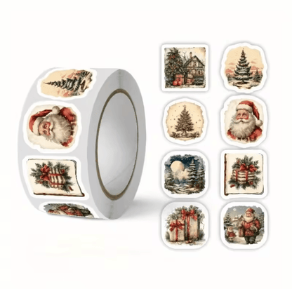 250pcs Christmas stickers Vintage Self Adhesive Festive Craft Supplies for Scrapbooking, Gift Wrapping and Tree Decorati