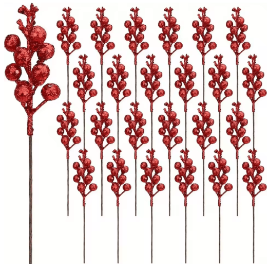 10-Piece Artificial Berry Bouquet – Festive Christmas Accents for Holiday Decor
