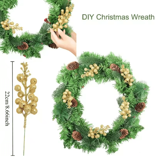 10-Piece Artificial Berry Bouquet – Festive Christmas Accents for Holiday Decor