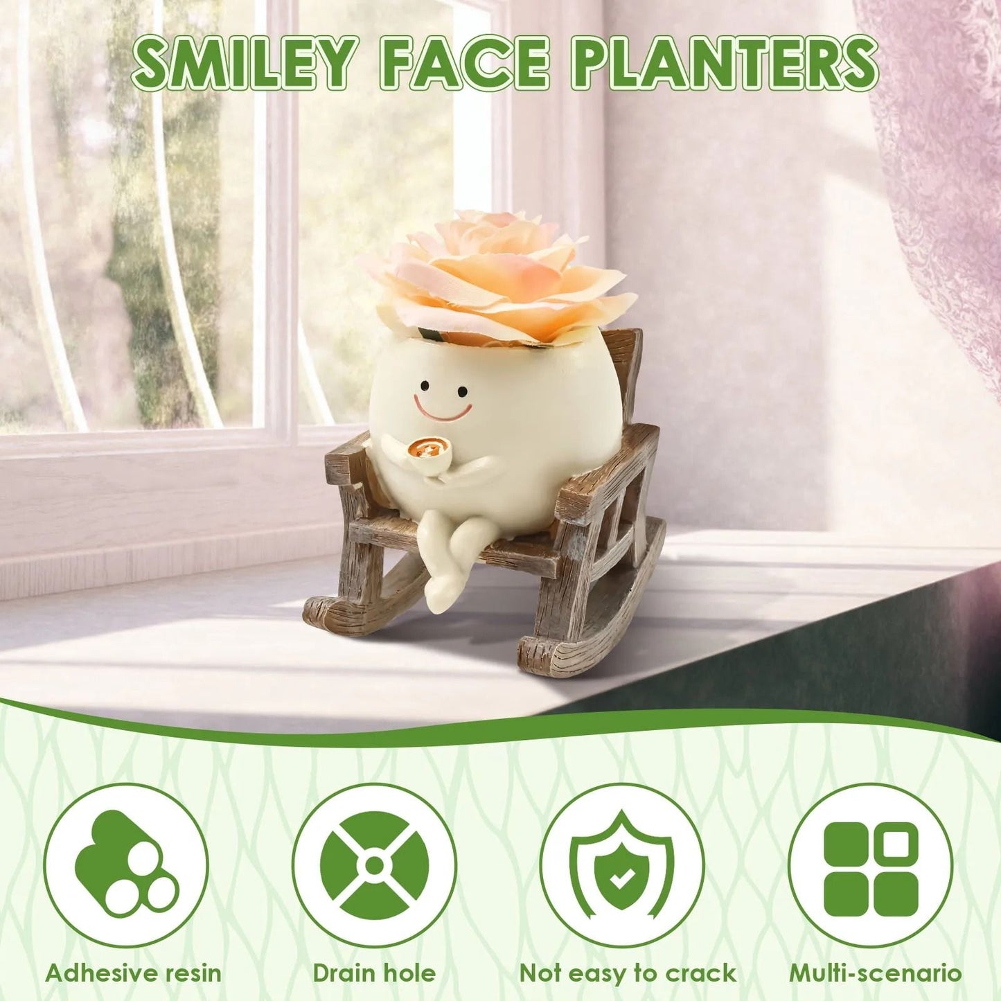 Rocking Chair Smile Face Planter