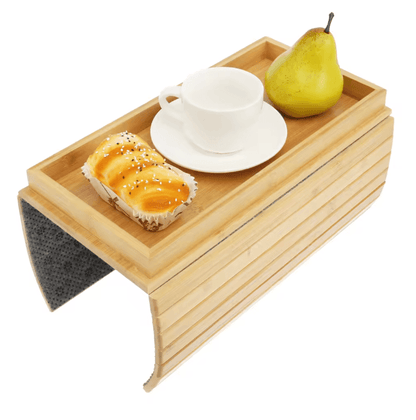 BambooGrip Couch Cup Holder Sofa Armrest Tray Anti Slip Foldable Organizer